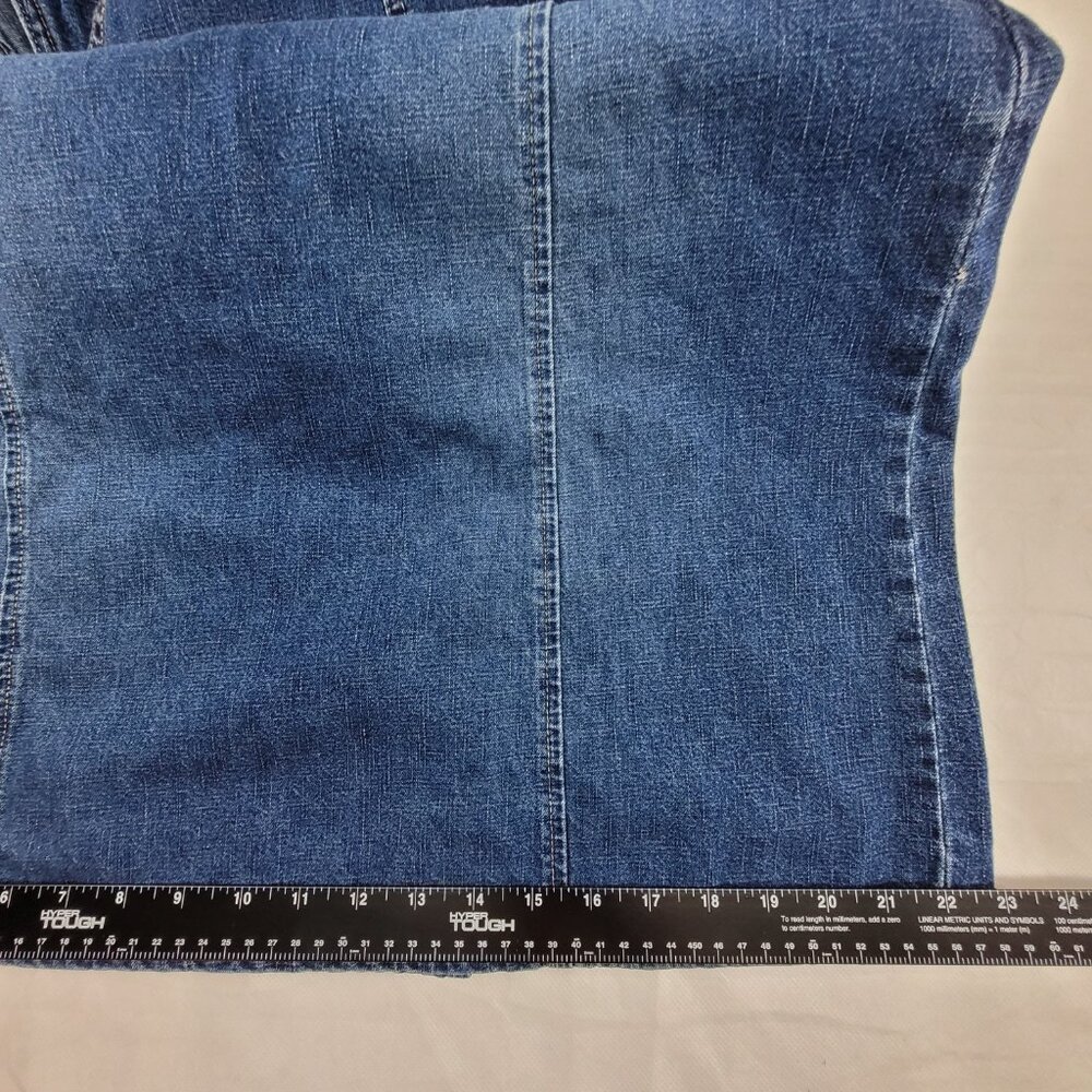 Vintage Faded Glory Dress Women's 14 Blue Denim Leather Lace-up Embroidered Jean - Picture 11 of 11